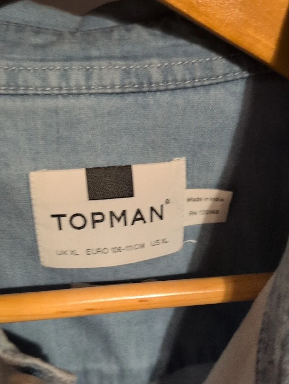 Topman Light Blue Short Sleeve Button-Down Denim Shirt